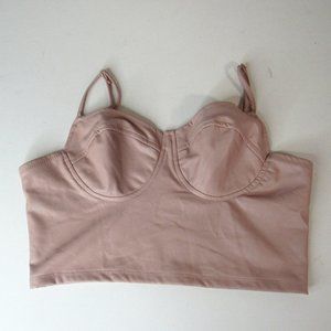 Iris Women's Faux Leather Bustier Crop Top Size M